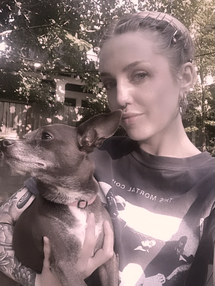 Ali Hawkes with her dog